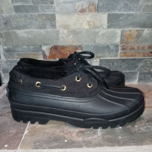 SPERRY Top Sider Black Rubber Duckling Women's STS97711 Shoes 7 Waterproof - Picture 2 of 9